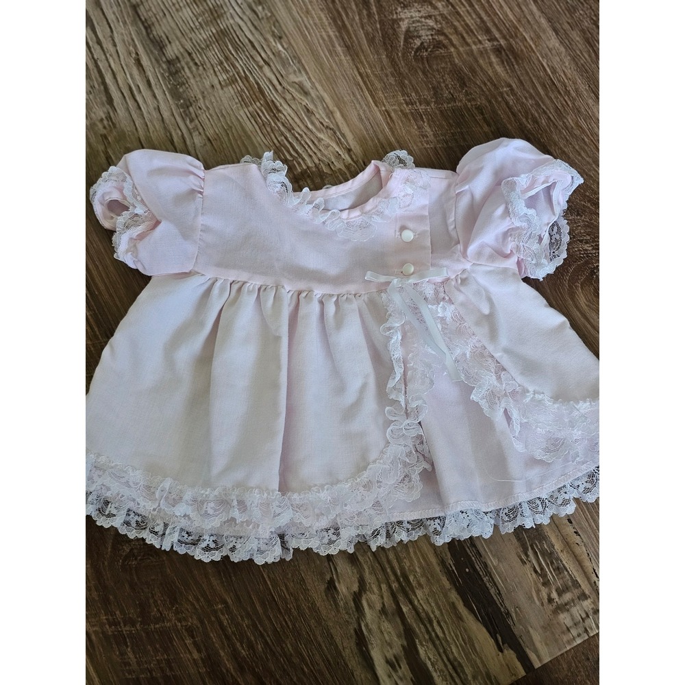 Vintage Sweet Treats Baby Girl Pink Lace Trim Dress 6-9 Months JS 8966 USA Made
